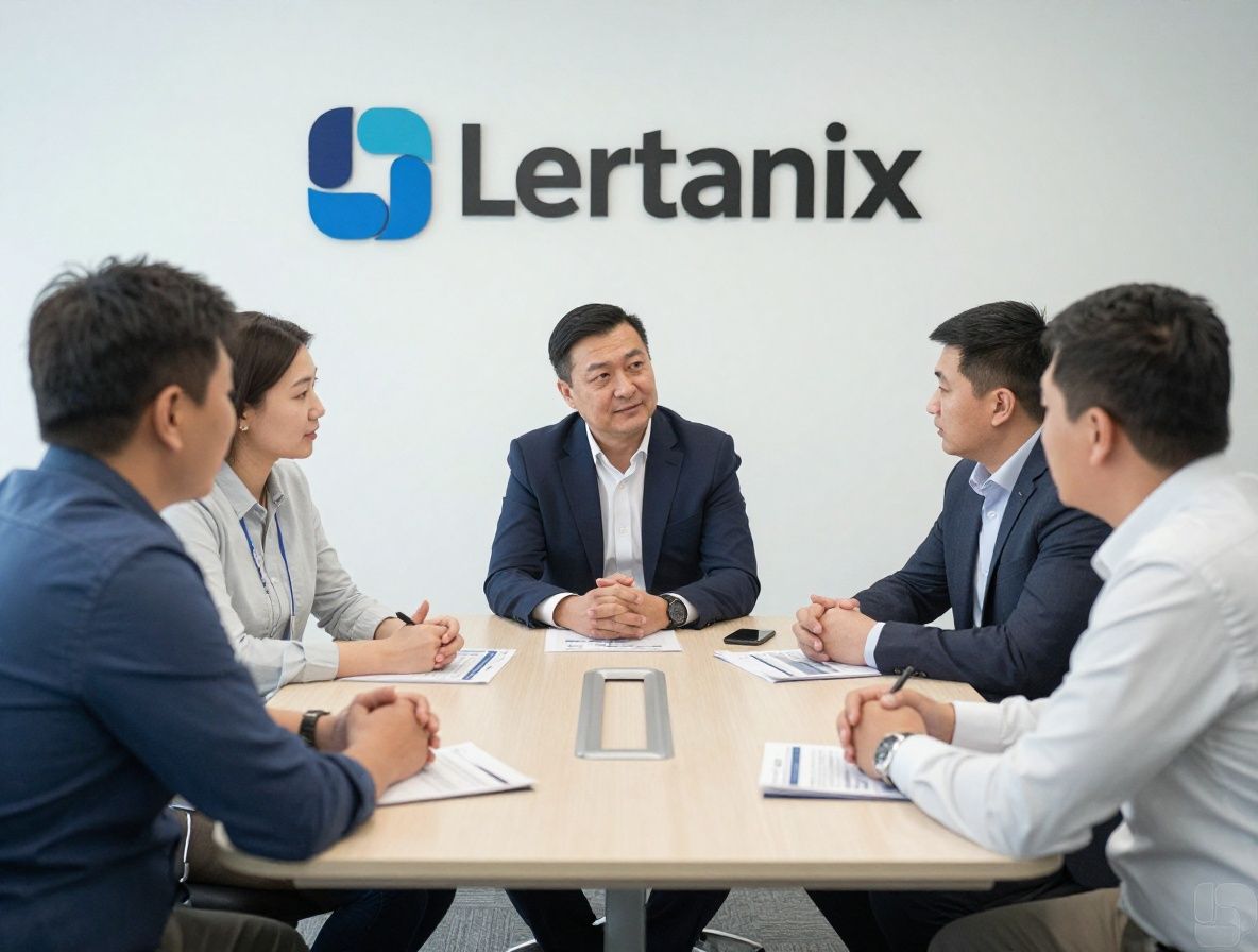 Редакционная команда Lortanix за круглым столом на совещании в светлом современном офисе в Алматы, обсуждают аналитические материалы