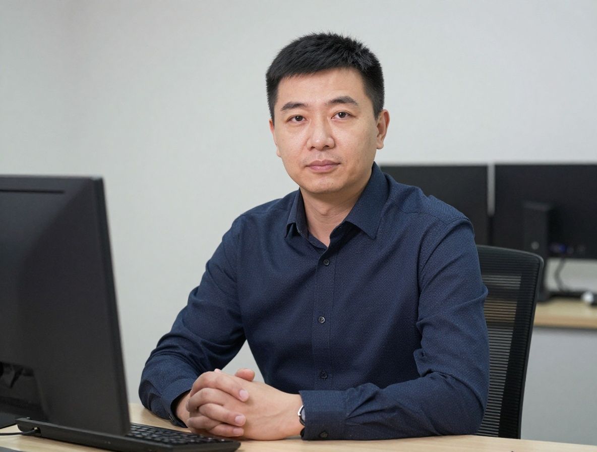 Дамир Сейтжанов — технический директор Lortanix, портрет мужчины-IT-специалиста казахстанской внешности за рабочим столом